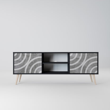 CIRCLE CONCRETE 2-dörrars TV-bänk i svart finish