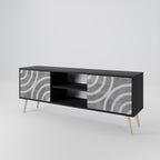 CIRCLE CONCRETE 2-Door TV Stand in Black Finish