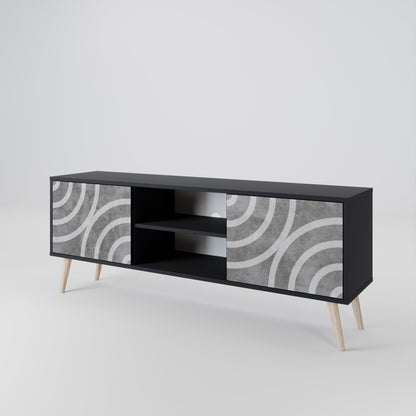 CIRCLE CONCRETE 2-dörrars TV-bänk i svart finish
