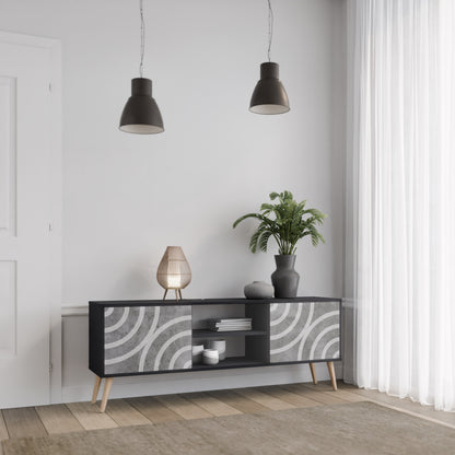 CIRCLE CONCRETE 2-dörrars TV-bänk i svart finish