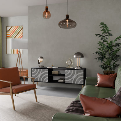 CIRCLE CONCRETE 2-dörrars TV-bänk i svart finish