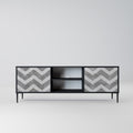 TOUGH ZIG ZAG 2-Door TV Stand in Black Finish