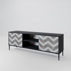 TOUGH ZIG ZAG 2-Door TV Stand in Black Finish