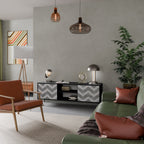 TOUGH ZIG ZAG 2-Door TV Stand in Black Finish