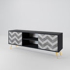 TOUGH ZIG ZAG 2-Door TV Stand in Black Finish