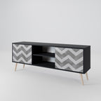 TOUGH ZIG ZAG 2-Door TV Stand in Black Finish