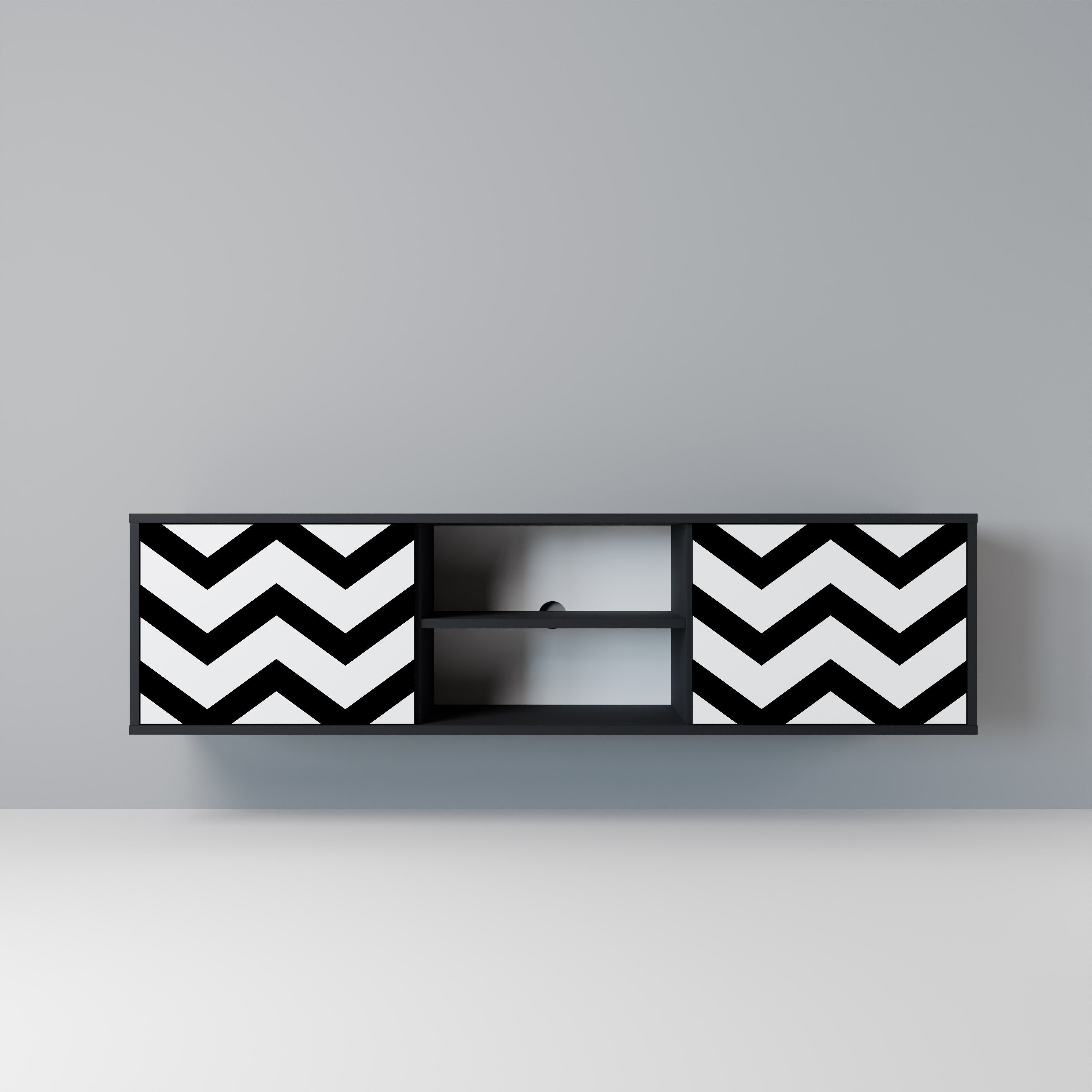 CLASSIC ZIG ZAG 2-dörrars TV-bänk i svart finish