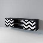 CLASSIC ZIG ZAG 2-Door TV Stand in Black Finish