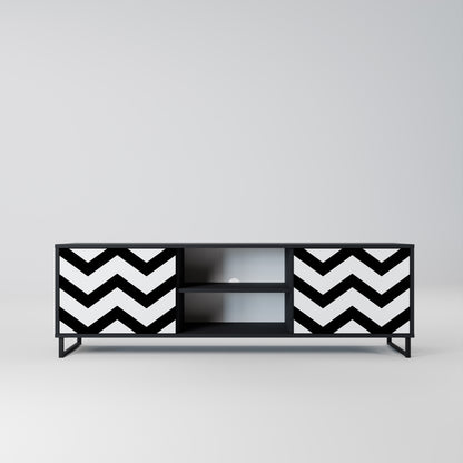 CLASSIC ZIG ZAG 2-dörrars TV-bänk i svart finish