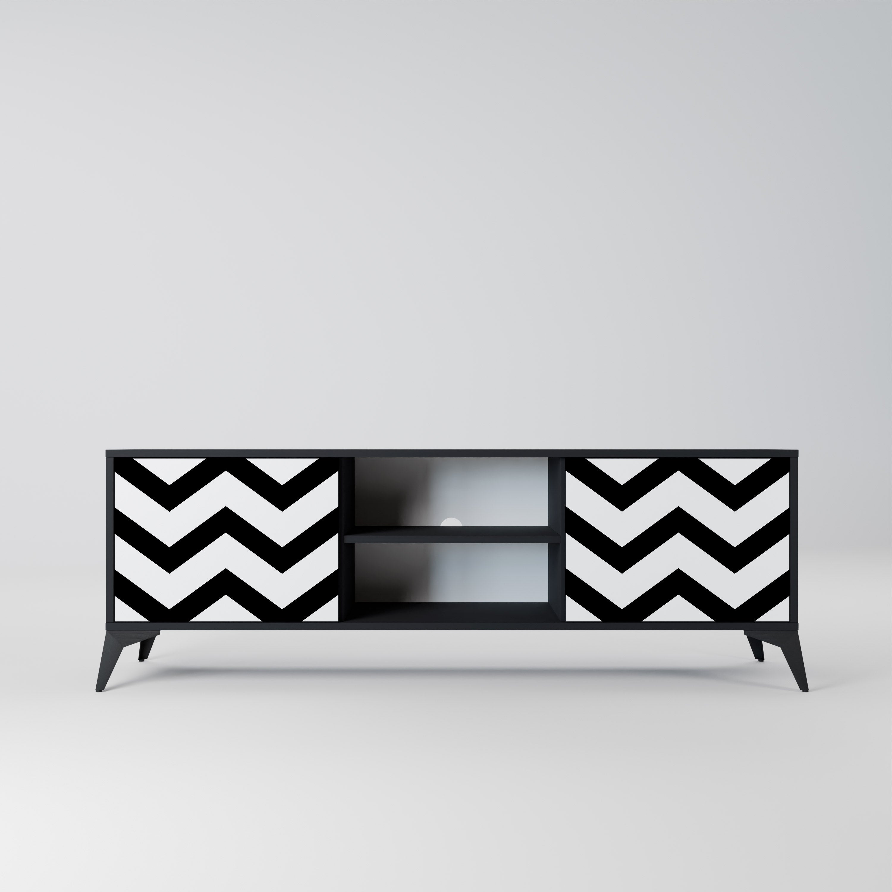 CLASSIC ZIG ZAG 2-dörrars TV-bänk i svart finish