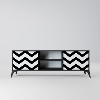 CLASSIC ZIG ZAG 2-dörrars TV-bänk i svart finish