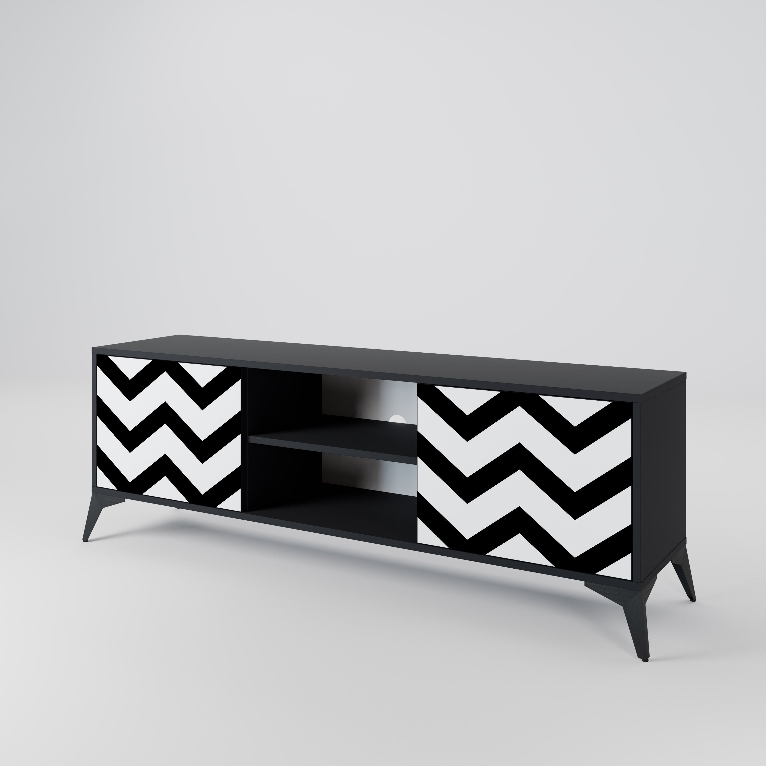 CLASSIC ZIG ZAG 2-dörrars TV-bänk i svart finish