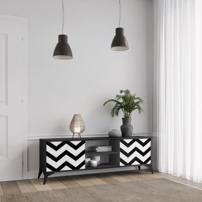 CLASSIC ZIG ZAG 2-dörrars TV-bänk i svart finish