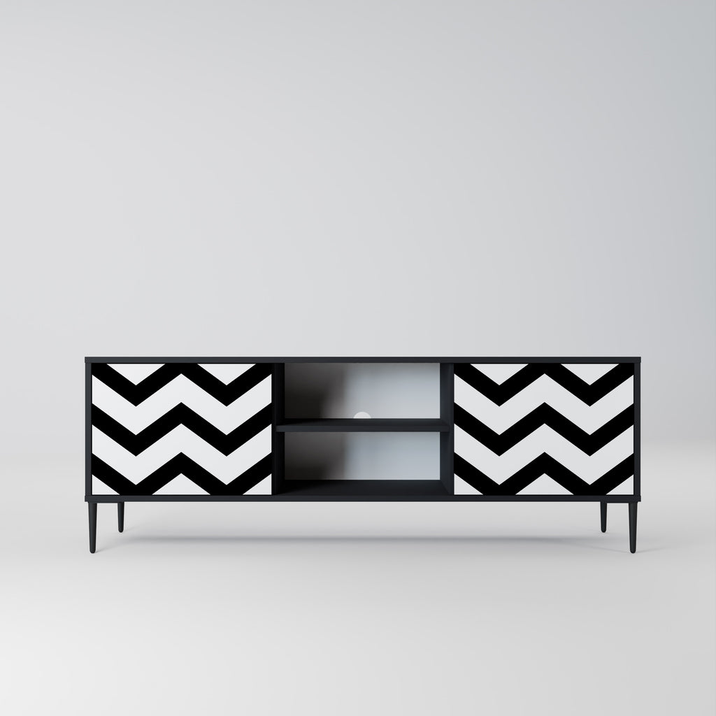 CLASSIC ZIG ZAG 2-dörrars TV-bänk i svart finish