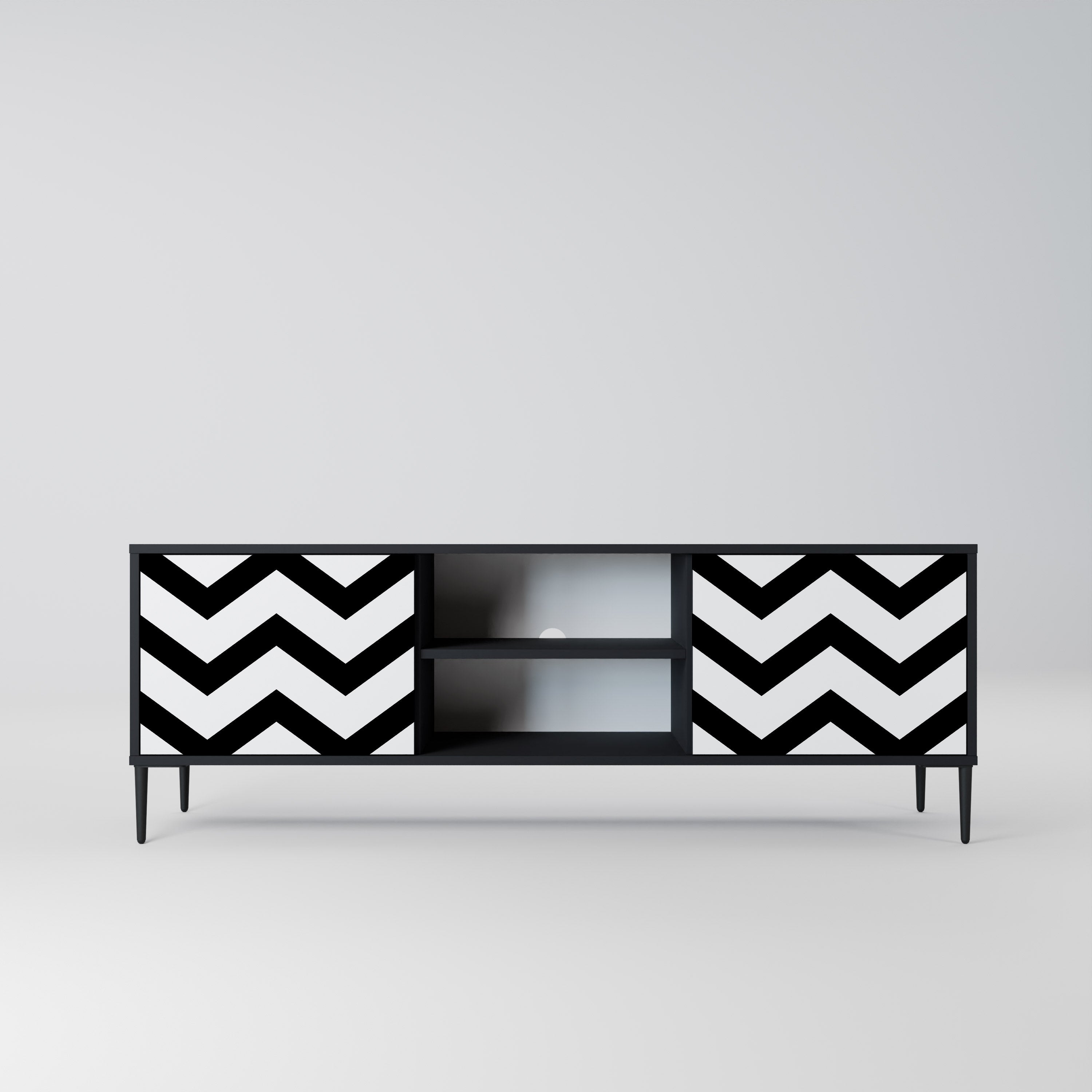 CLASSIC ZIG ZAG 2-dörrars TV-bänk i svart finish