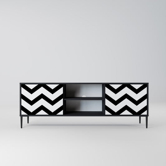 CLASSIC ZIG ZAG 2-dörrars TV-bänk i svart finish