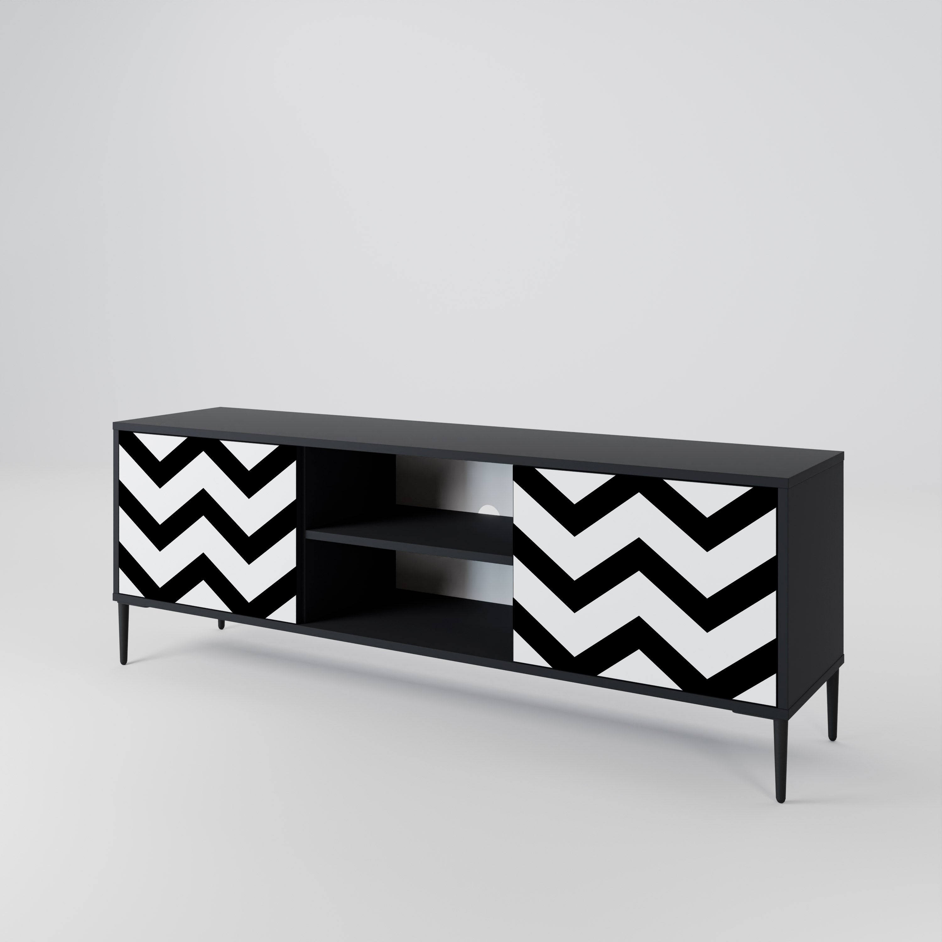 CLASSIC ZIG ZAG 2-dörrars TV-bänk i svart finish