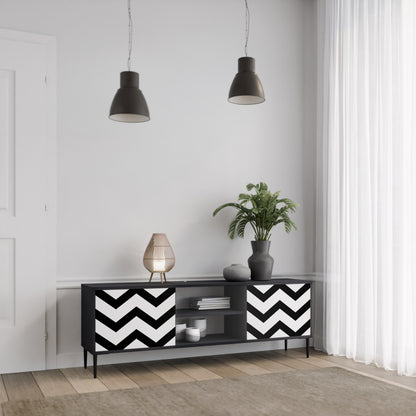CLASSIC ZIG ZAG 2-dörrars TV-bänk i svart finish