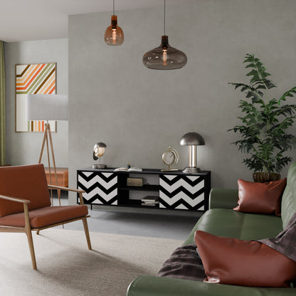CLASSIC ZIG ZAG 2-dörrars TV-bänk i svart finish