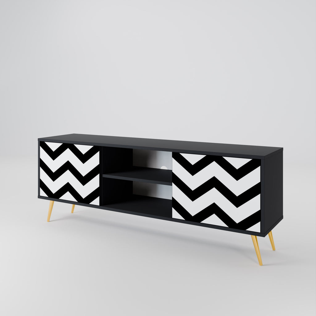 CLASSIC ZIG ZAG 2-dörrars TV-bänk i svart finish