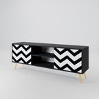 CLASSIC ZIG ZAG 2-Door TV Stand in Black Finish