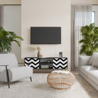 CLASSIC ZIG ZAG 2-Door TV Stand in Black Finish