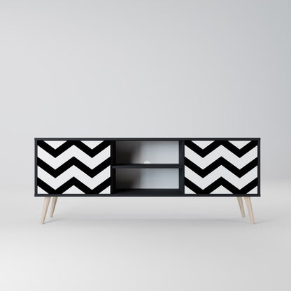 CLASSIC ZIG ZAG 2-dörrars TV-bänk i svart finish