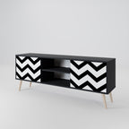 CLASSIC ZIG ZAG 2-Door TV Stand in Black Finish