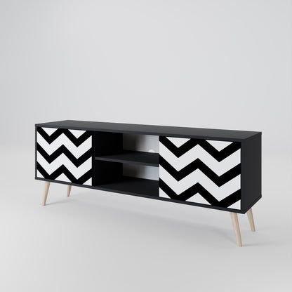 CLASSIC ZIG ZAG 2-dörrars TV-bänk i svart finish