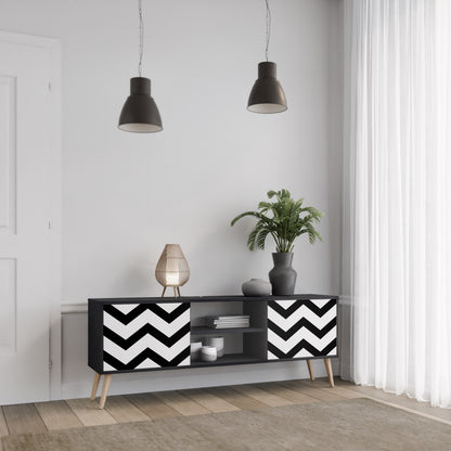 CLASSIC ZIG ZAG 2-dörrars TV-bänk i svart finish
