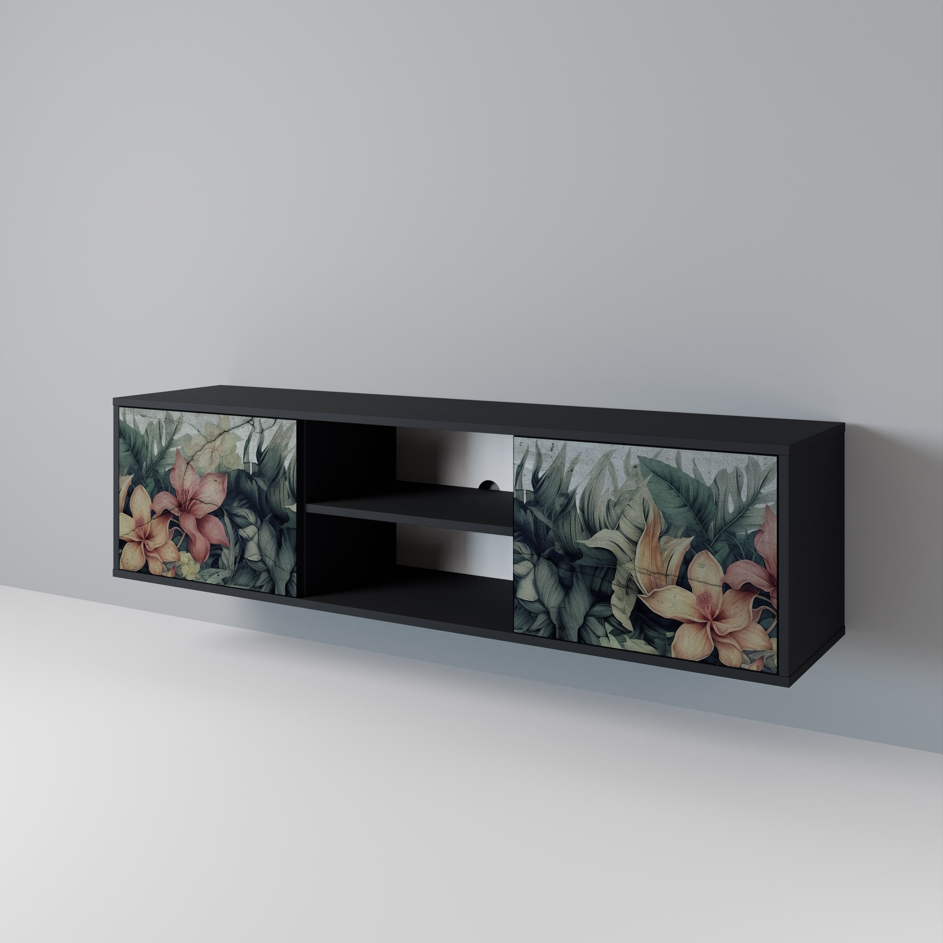 HEAVENLY BLOOM 2-dörrars TV-bänk i svart finish