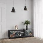 HEAVENLY BLOOM 2-Door TV Stand in Black Finish