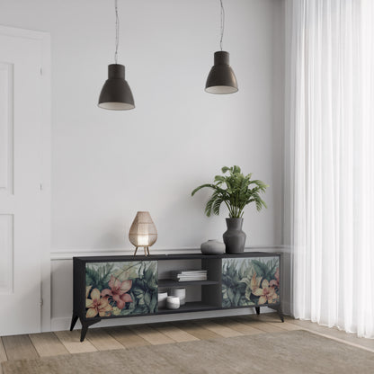 HEAVENLY BLOOM 2-dörrars TV-bänk i svart finish