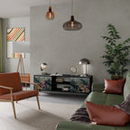 HEAVENLY BLOOM 2-Door TV Stand in Black Finish