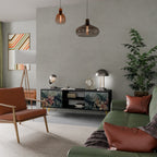 HEAVENLY BLOOM 2-Door TV Stand in Black Finish