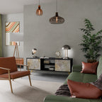 SUNFLOWER BLUR 2-Door TV Stand in Black Finish