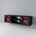 FLORAL WHISPER 2-Door TV Stand in Black Finish