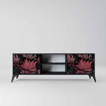 FLORAL WHISPER 2-dörrars TV-bänk i svart finish