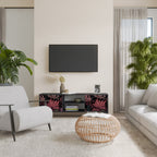 FLORAL WHISPER 2-Door TV Stand in Black Finish