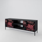FLORAL WHISPER 2-Door TV Stand in Black Finish