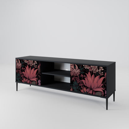 FLORAL WHISPER 2-dörrars TV-bänk i svart finish