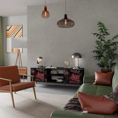 FLORAL WHISPER 2-dörrars TV-bänk i svart finish