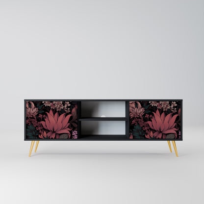 FLORAL WHISPER 2-dörrars TV-bänk i svart finish