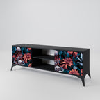 ETHEREAL BLOSSOMS 2-Door TV Stand in Black Finish