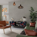 ETHEREAL BLOSSOMS 2-Door TV Stand in Black Finish