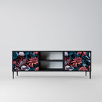 ETHEREAL BLOSSOMS 2-Door TV Stand in Black Finish