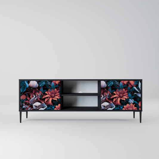 ETHEREAL BLOSSOMS 2-dörrars TV-bänk i svart finish