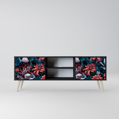ETHEREAL BLOSSOMS 2-dörrars TV-bänk i svart finish