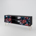 ETHEREAL BLOSSOMS 2-Door TV Stand in Black Finish