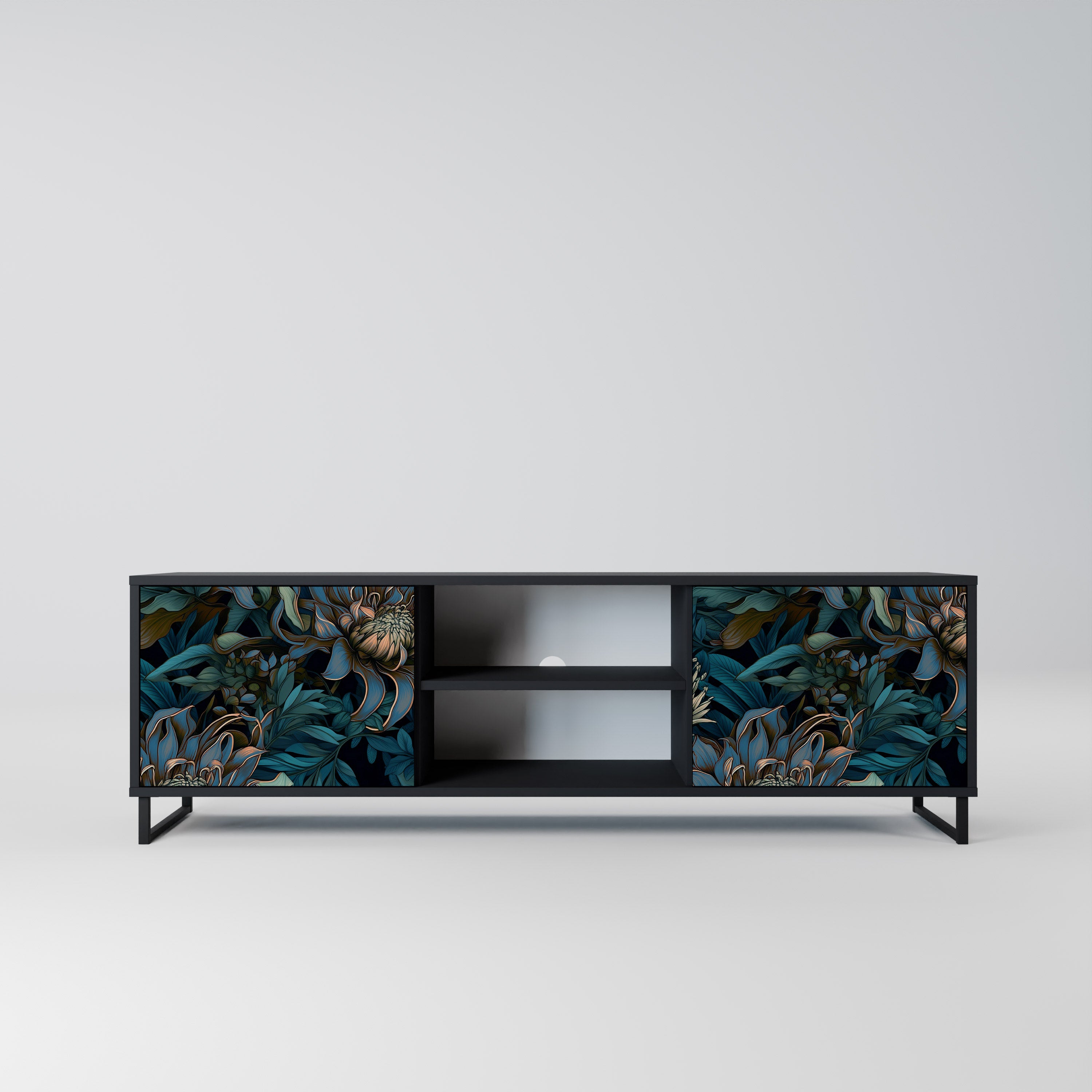 TWILIGHT BLOOM 2-dörrars TV-bänk i svart finish